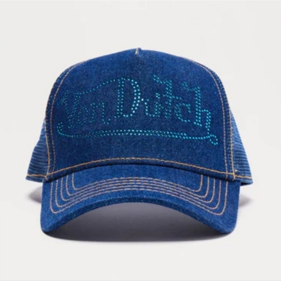🔹️Von Dutch 🔹️Dark Stone Denim Trucker Hat - 🔹️Dark Denim NWT - Picture 3 of 5
